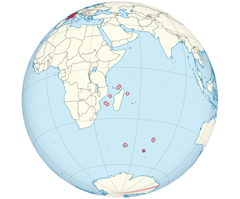 Ubicación de las Tierras Australes y Antárticas Francesas